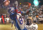 ByrnesFB--81 catch endzone copy  Byrnes&#39;  WR Jamar Anderson (81) goes up for the pass in the endzone against Spartanburg&#39;s Dee Jones (47), right, during football action at Byrnes High School in Duncan Monday evening, 10-10-05.